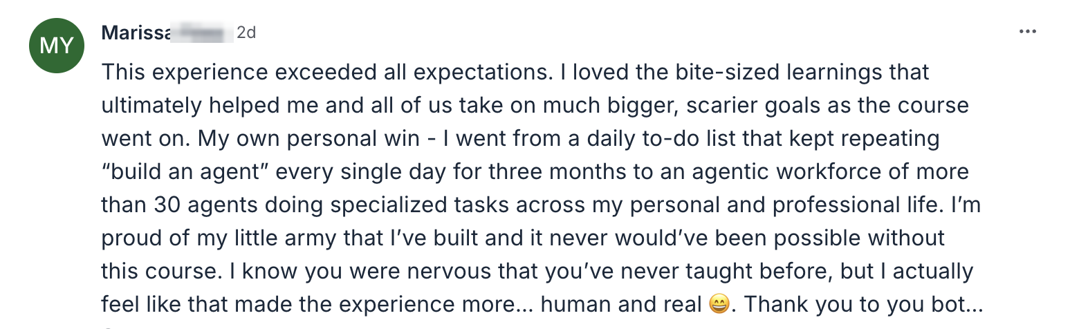Round 1 member Marissa built more than 30 specialized AI agents